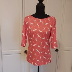 Jules & Leopold Peach And White Polka Dot Blouse Top Size L Vintage Retro